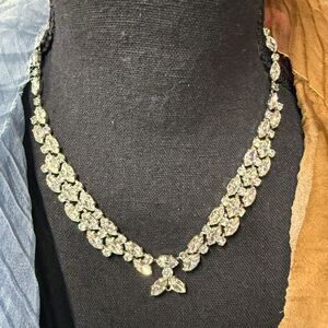 Vintage Art Deco Stunning Rhinestone Necklace J clasp